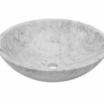 NOSV-CW white round marble vessel sink for the vanity